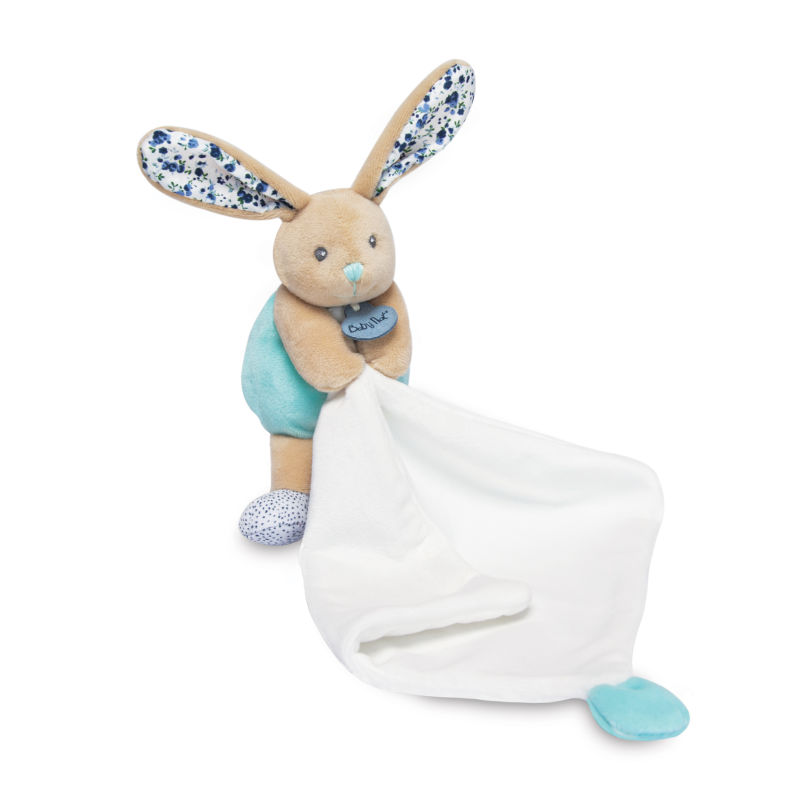  - les poupis - avec mouchoir lapin bleu marine 18 cm 